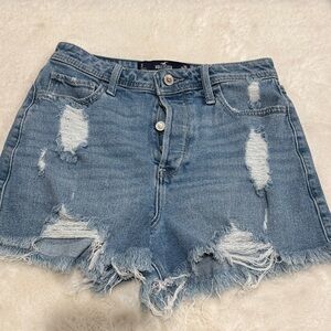 Hollister Women's Light Wash Distressed Denim Shorts